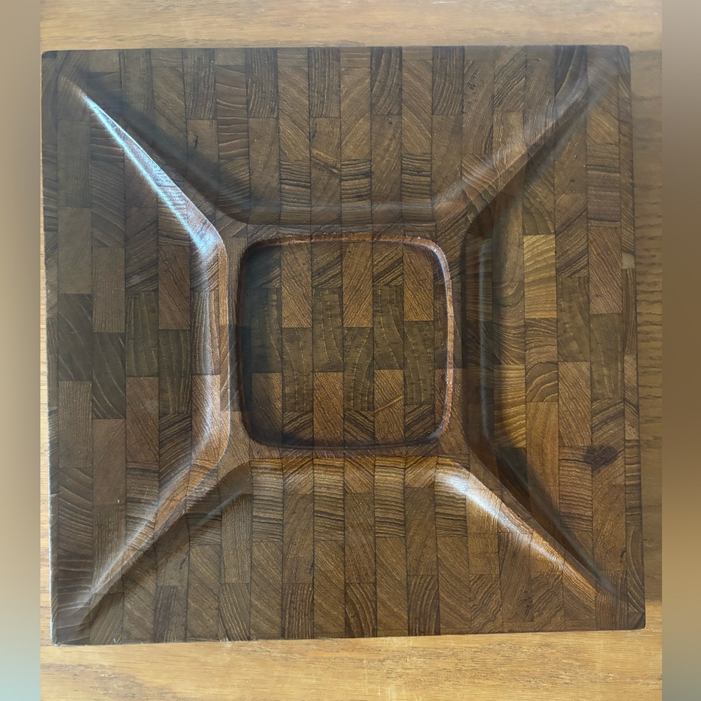 Vintage Digsmed Wood Board Serving Tray Charcuterie Denmark MCM marked 1965